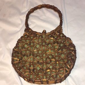 Wooden Beaded Shoulder Purse